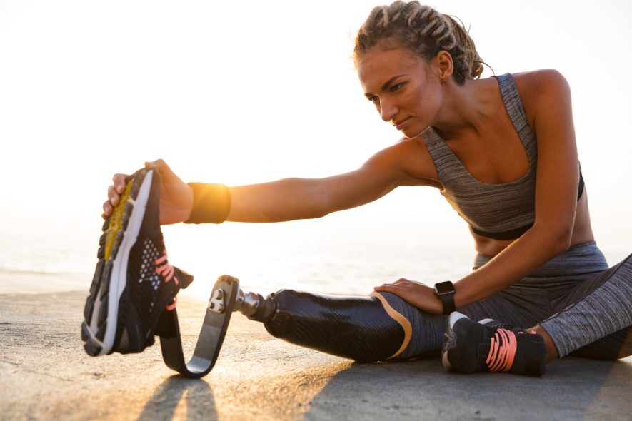 Image of concentrated disabled athlete woman